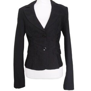 4/$20 BCX Black Ruched Fitted Blazer Jacket Junior Size XL Stretch Fabric